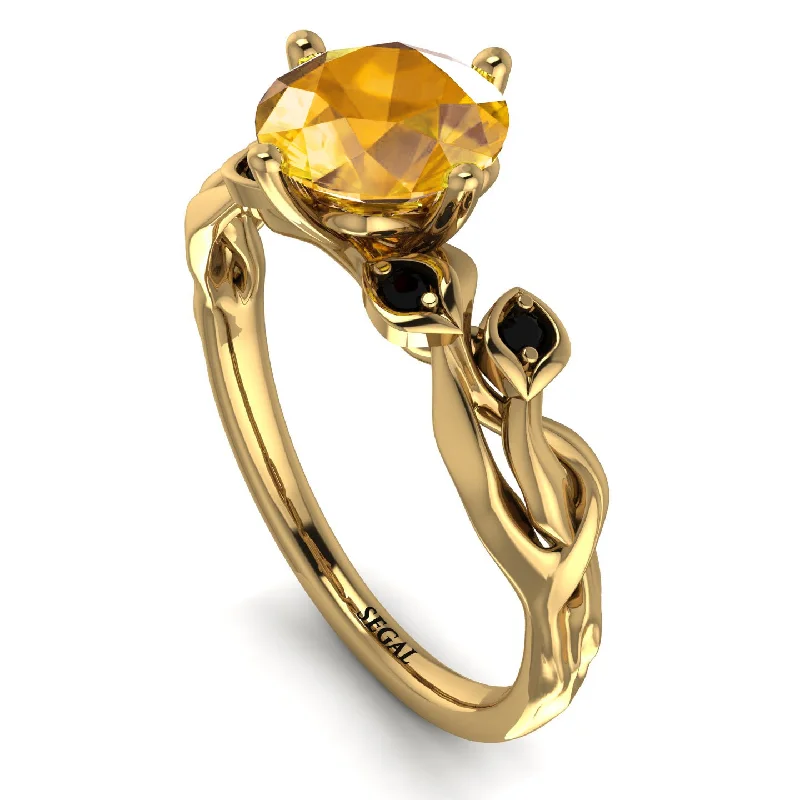 Personalized Name Ring-14K Gold Radiant Yellow Diamond Flower Harmony Ring - Autumn No. 1007