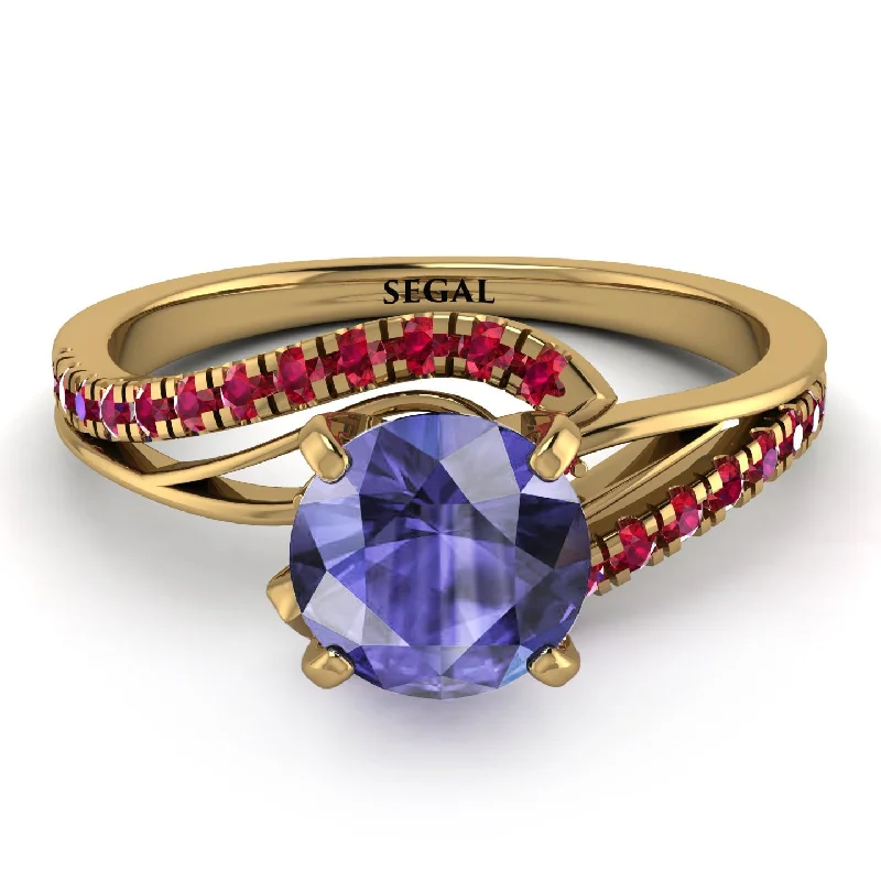 Custom Ring with Personalized Engraving-Twist Shank Tanzanite Engagement Ring - Maria No. 210