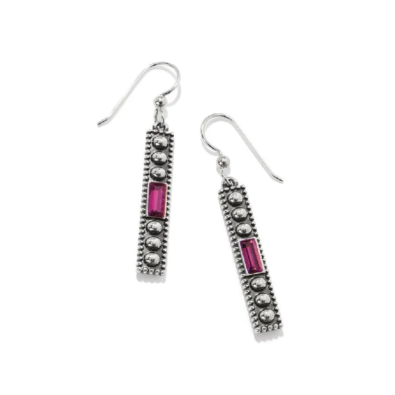 Statement Earrings for Bold Fashion-Brighton : Pretty Tough Gem French Wire Earrings in Silver-Amethyst