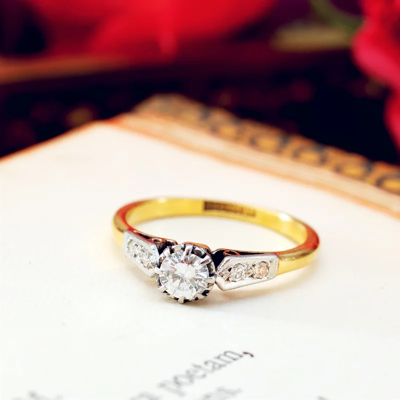 Elegant Diamond Ring for Engagement-Loveliest Vintage Diamond Solitaire Engagement Ring