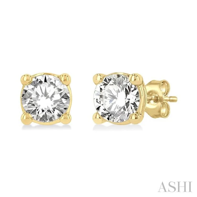 Statement Earrings for Bold Looks-1/3 Ctw Round Cut Diamond Stud Earring in 14K Yellow Gold