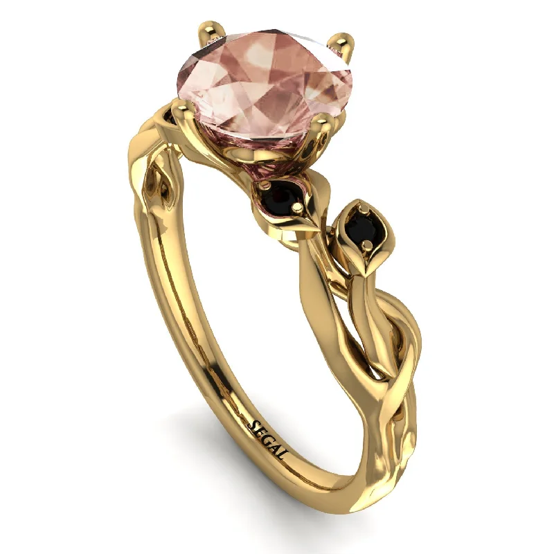 Sterling Silver Ring for Special Occasions-14K Gold Radiant Morganite Flower Harmony Ring - Autumn No. 907