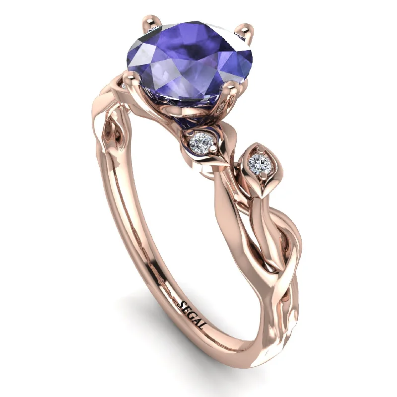 Sterling Silver Ring for Men-14K Gold Radiant Tanzanite Flower Harmony Ring - Autumn No. 202