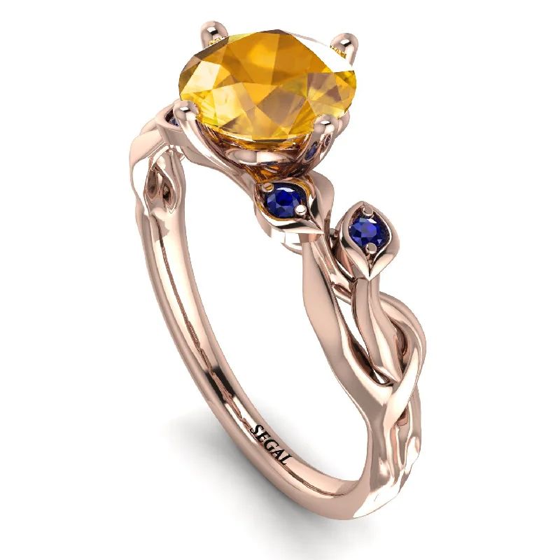 Customizable Promise Ring-14K Gold Radiant Yellow Diamond Flower Harmony Ring - Autumn No. 1014