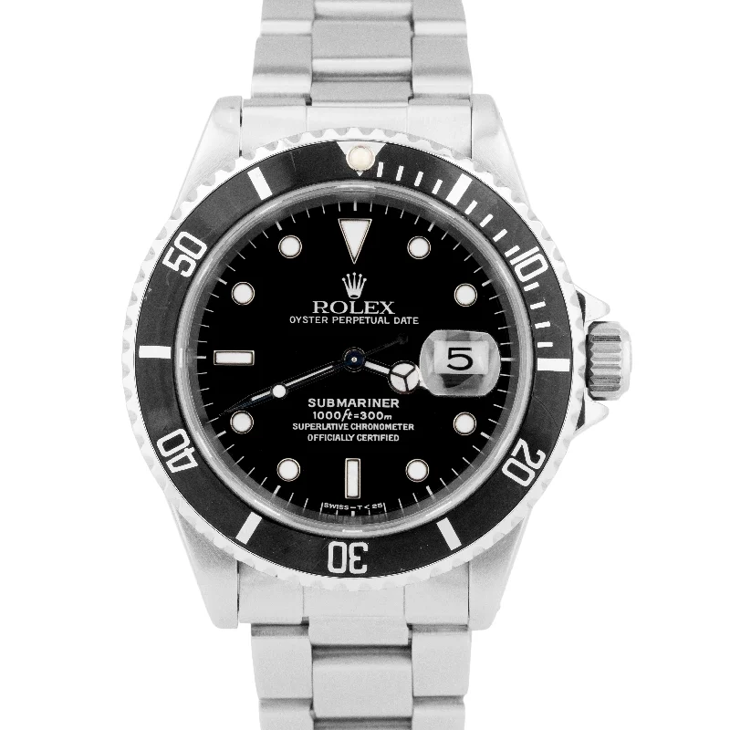 Minimalist Watches for Men and Women-Rolex Submariner Date Black 40mm Stainless Steel Automatic Oyster Watch 16610