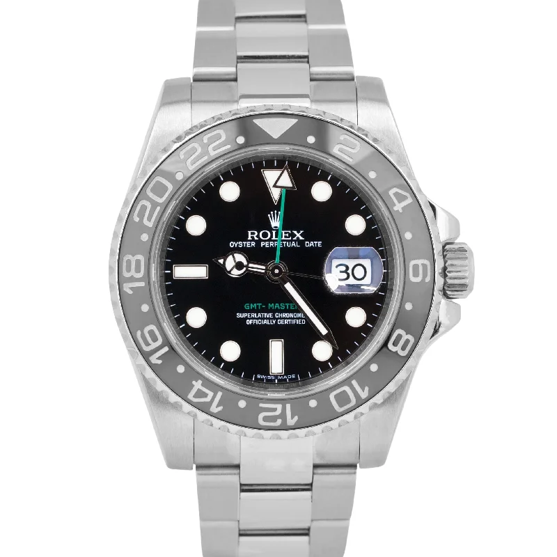 Women's Watches with Unique Design-Rolex GMT-Master II Black 40mm Ceramic Stainless Steel Date Oyster Watch 116710