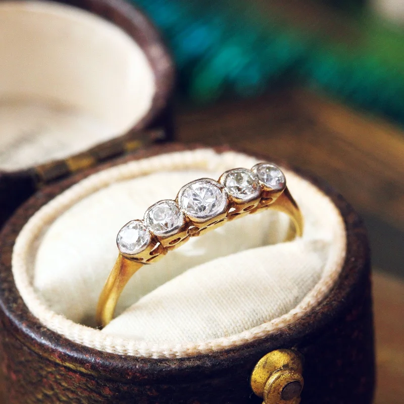 Luxury Diamond Ring for Men-Lovesome Vintage Five Stone Diamond Ring