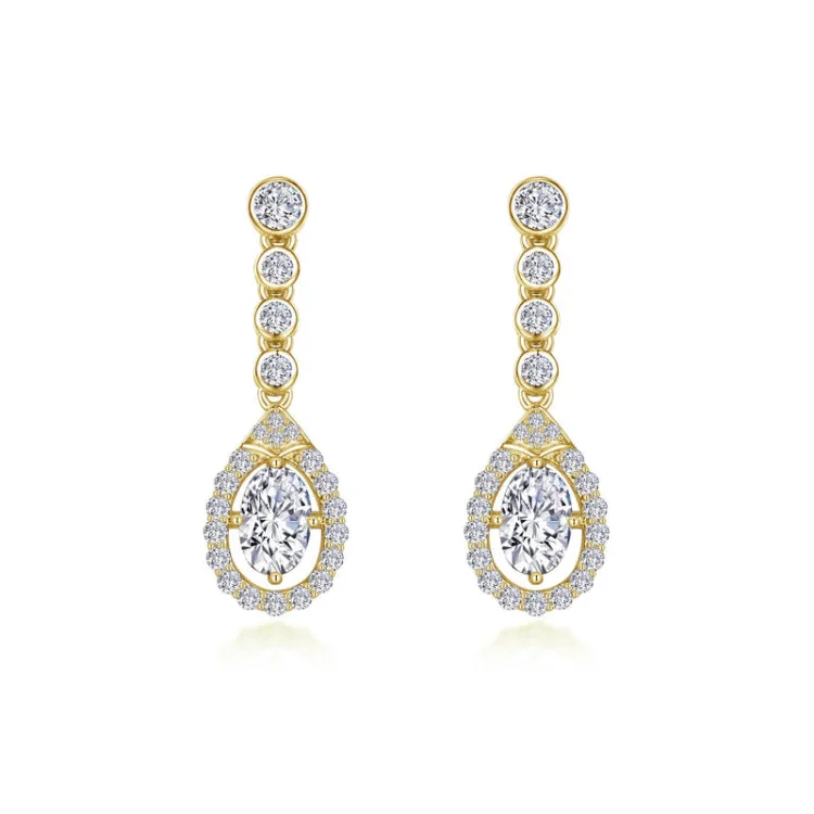 Round Earrings for Every Occasion-Oval Halo Drop Earrings