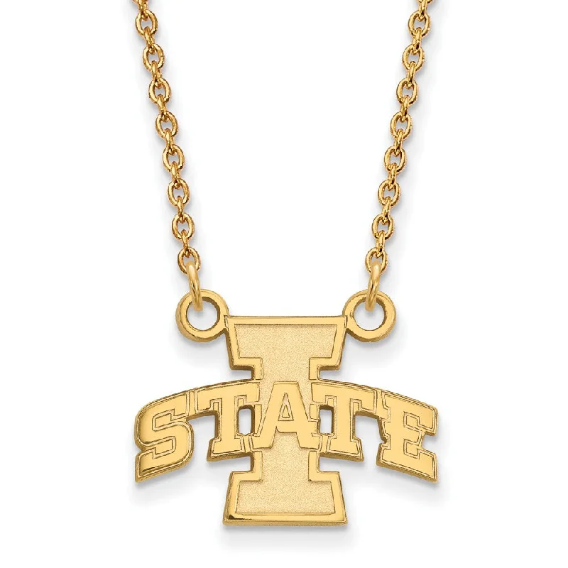 Vintage Gold Necklace for Classic Look-14k Yellow Gold Iowa State Small Pendant Necklace