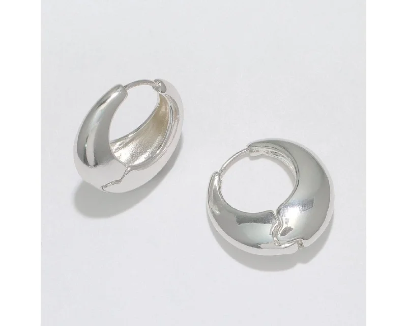 Everyday Earrings for Casual Wear-Periwinkle by Barlow : Polished Silver Huggies - Earrings