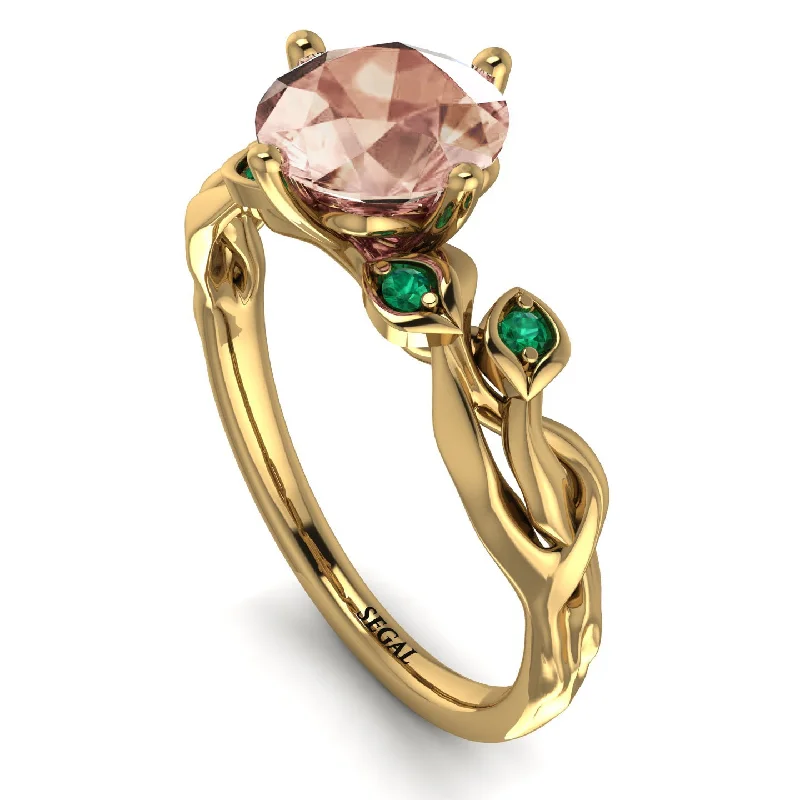 Elegant Diamond Engagement Ring-14K Gold Radiant Morganite Flower Harmony Ring - Autumn No. 904