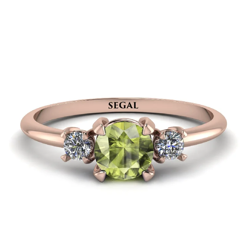 Titanium Wedding Ring for Men-Classic Three Stone Peridot Engagement Ring - Valentina No. 702