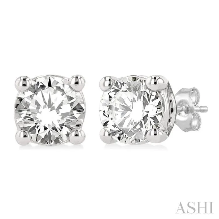 Artistic Earrings for Fashion Lovers-5/8 Ctw Round Cut Diamond Stud Earring in 14K White Gold