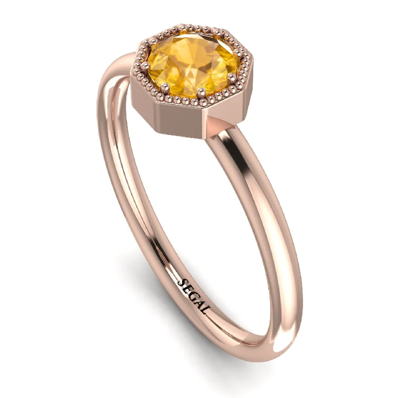 Fashionable Statement Ring for Women-Solitaire Vintage Yellow Diamond Ring - Delilah No. 1002