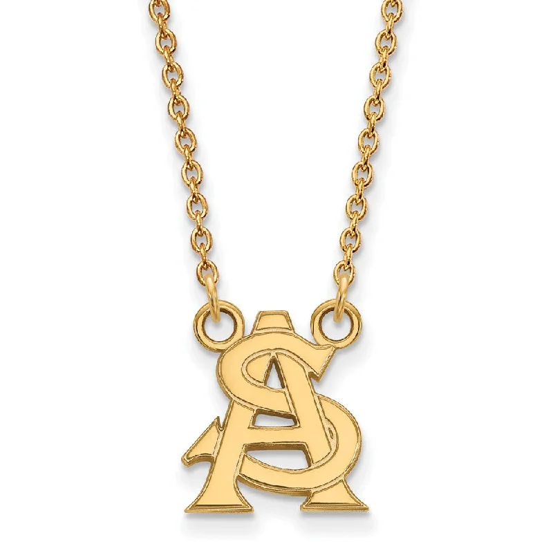 Fashion Necklace for Young Women-14k Yellow Gold Arizona State Small Pendant Necklace