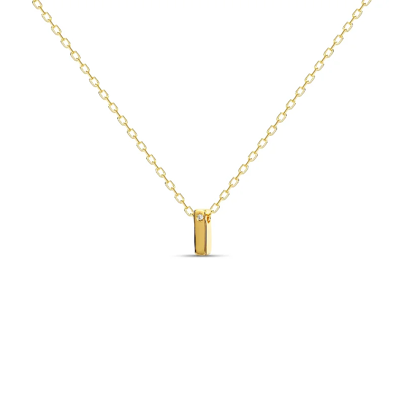 Luxury Necklace for Special Occasions-Diamond Letter Necklace "I" - 18 karat gold vermeil on sterling silver, diamond 0.01 carat