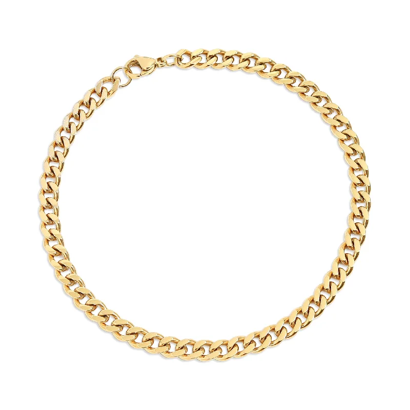 Elegant Bracelet for Bridesmaids-18K Gold PVD Stainless Steel Diamond Cut Curb Chain Bracelet / BRJ9098