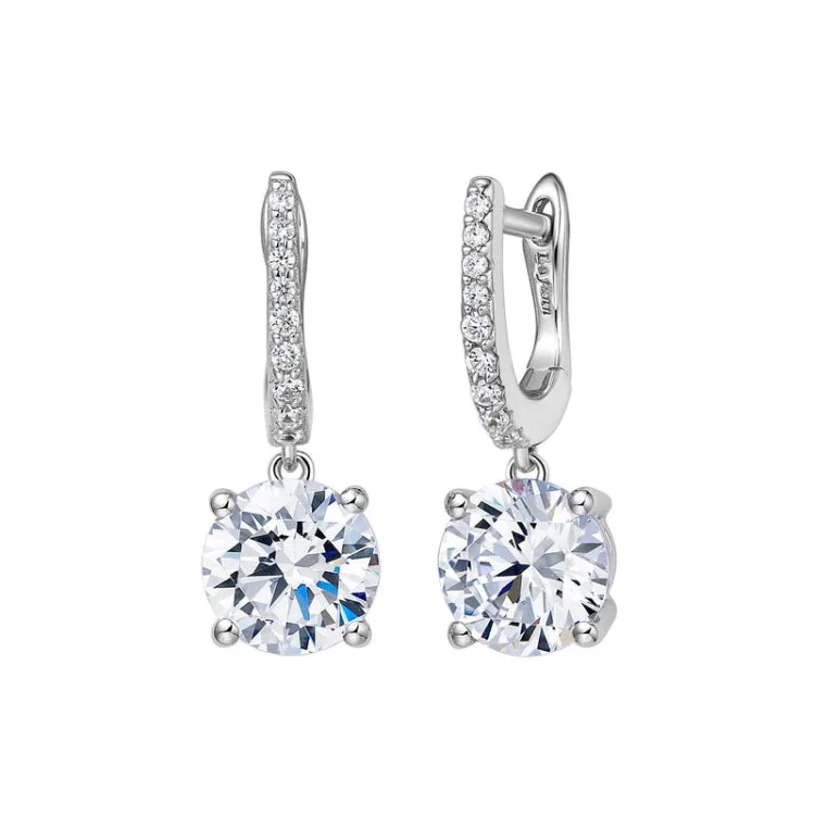 Crystal Earrings for Parties-Solitaire Dangle Earrings