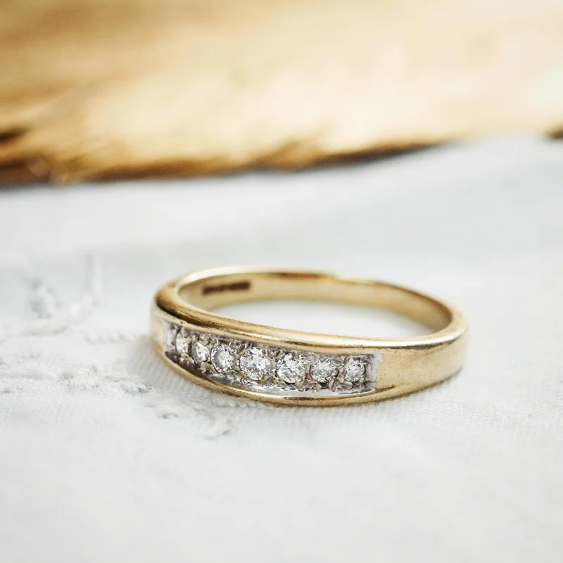 Elegant Engagement Ring with Diamond Accents-Contemporary Yellow Gold Brilliant-Cut Diamond Band