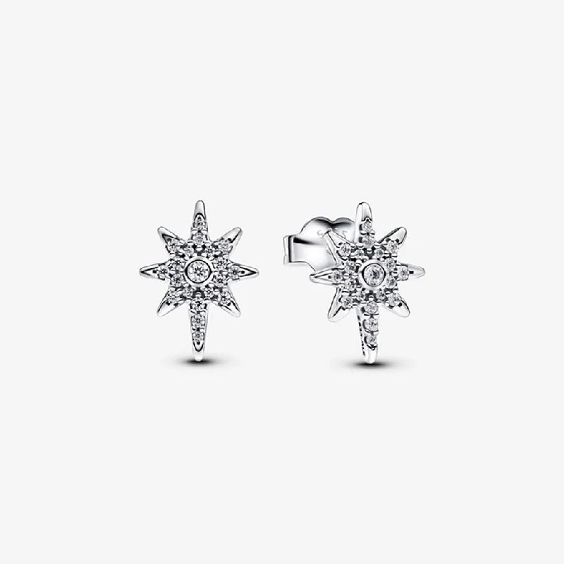 Cute Earrings for Everyday Wear-PANDORA : Sparkling North Star Stud Earrings