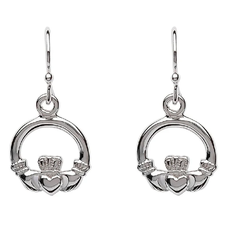 Fashionable Stud Earrings for Women-Shanore : Silver Claddagh Drop Earrings