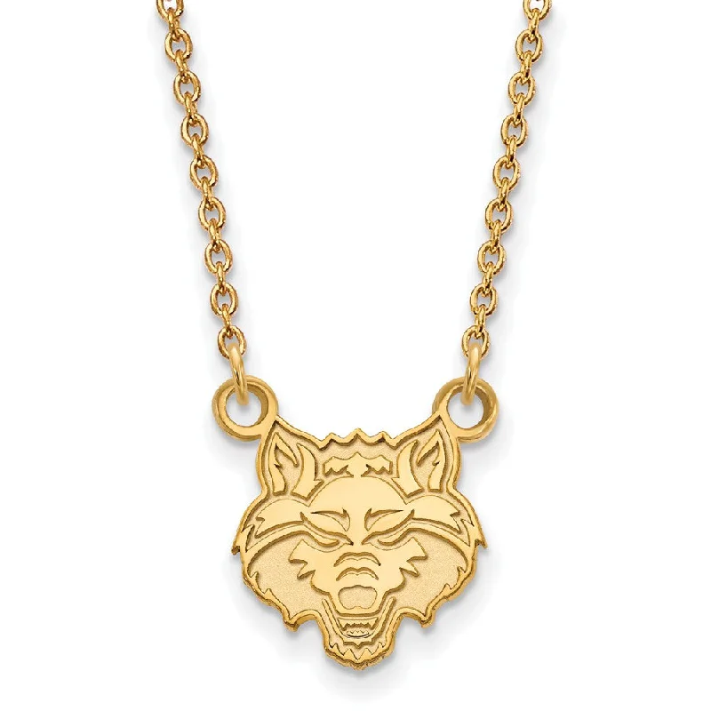 Custom Gold Necklace for Unique Style-14k Gold Plated Silver Arkansas State Small Pendant Necklace