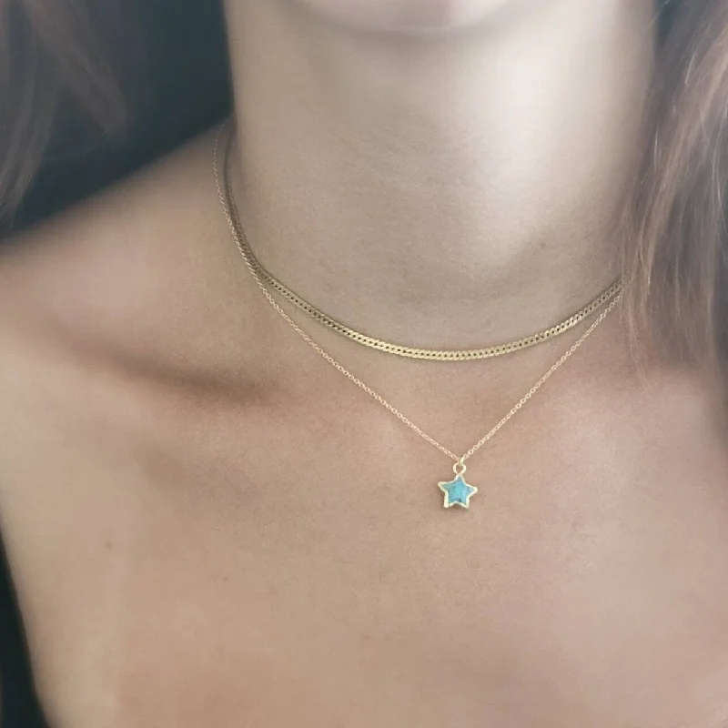 Long Pendant Necklace-Gemstone Star Necklace