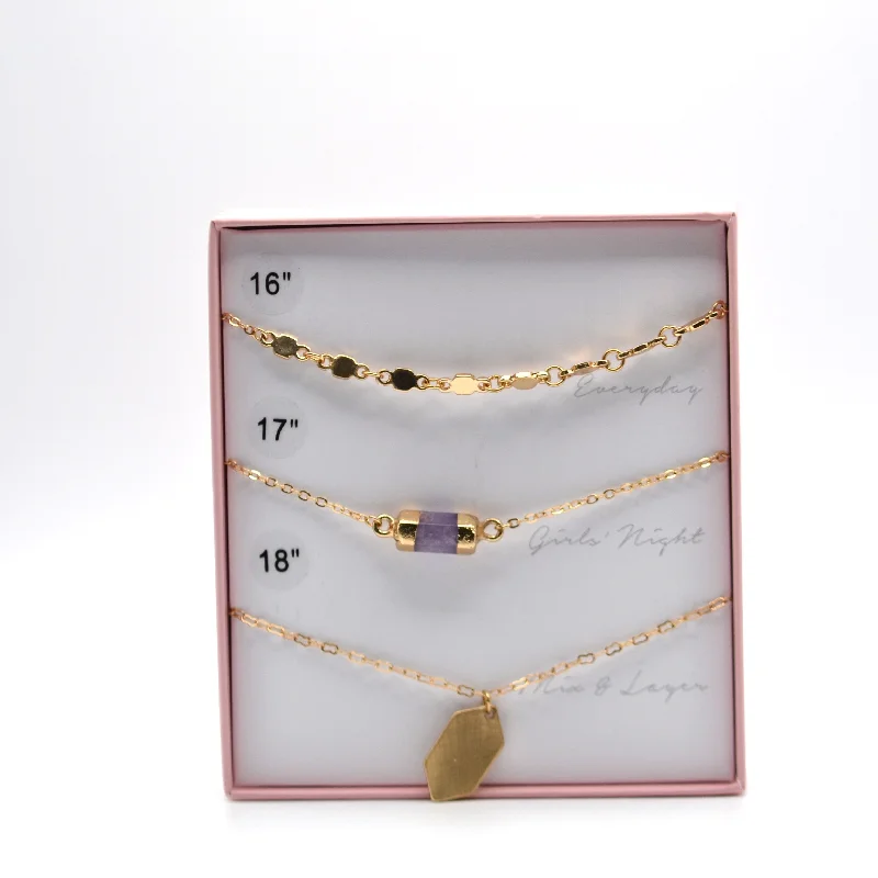 Gold Bar Necklace for Trendy Style-Carmelle Necklace Set