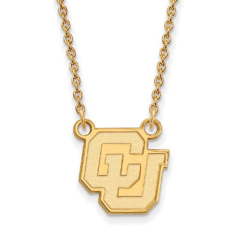 Large Statement Necklace for Occasions-14k Yellow Gold U of Colorado Small Pendant Necklace