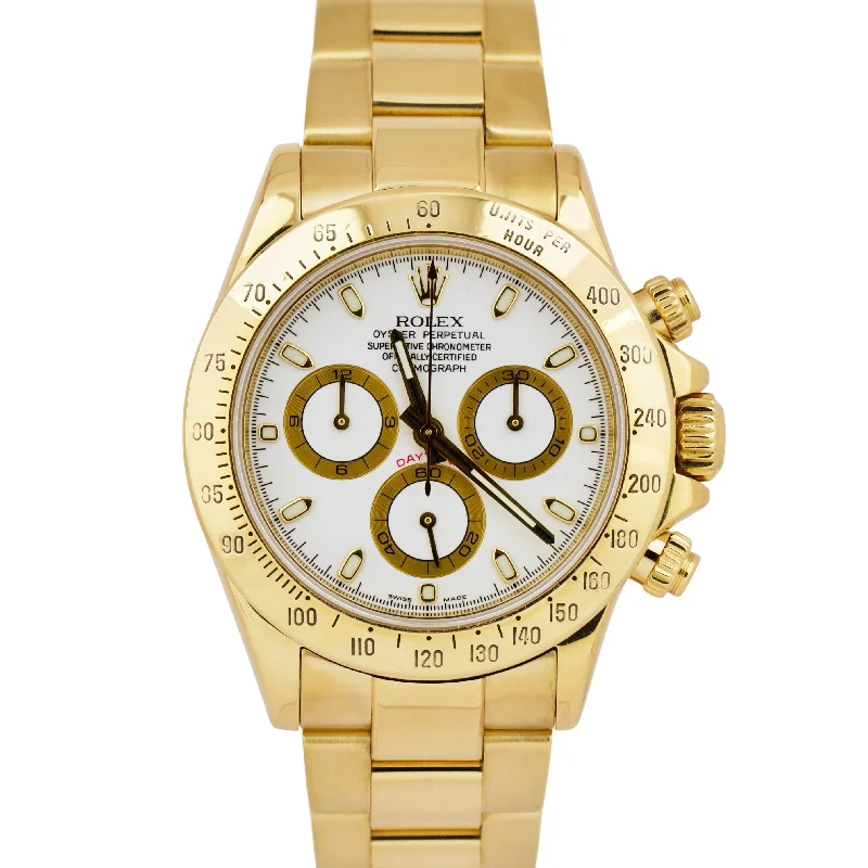 Unique Watches for Collectors-Rolex Daytona Cosmograph 40mm WHITE 18K Yellow Gold Oyster Watch 116528