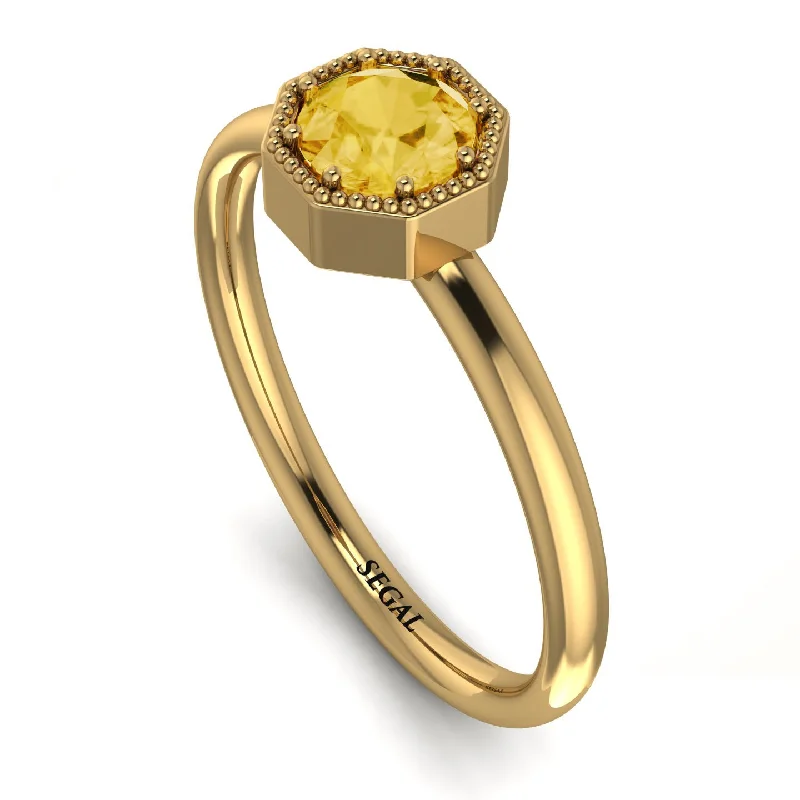 Classic Titanium Wedding Ring-Solitaire Vintage Citrine Ring - Delilah No. 601