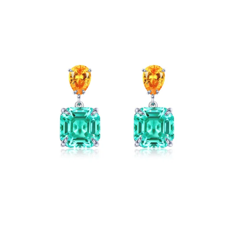 Luxury Diamond Earrings-Fancy Lab-Grown Sapphire Drop Earrings