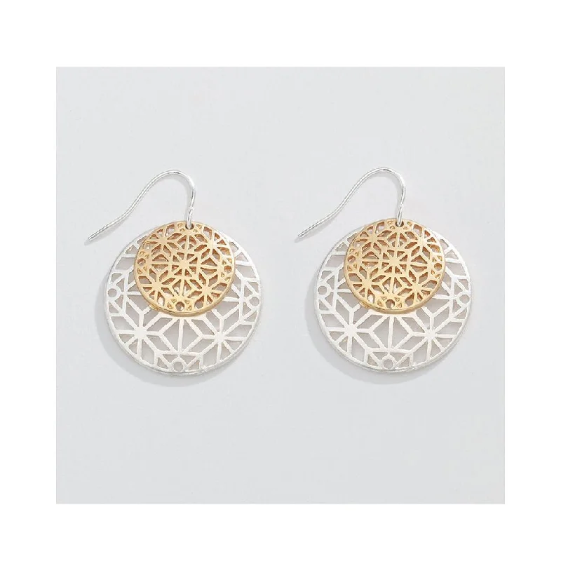 Unique Earrings for Every Day-Periwinkle by Barlow :Two-Tone Geometric Patterned Cutouts- Earrings