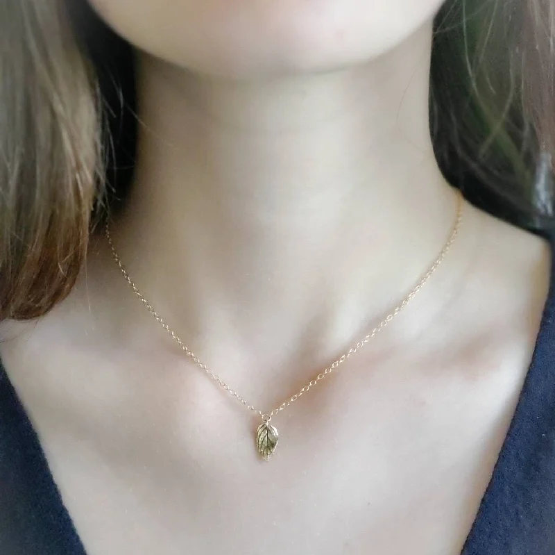 Layered Necklace with Multiple Charms-Dainty Leaf Necklace