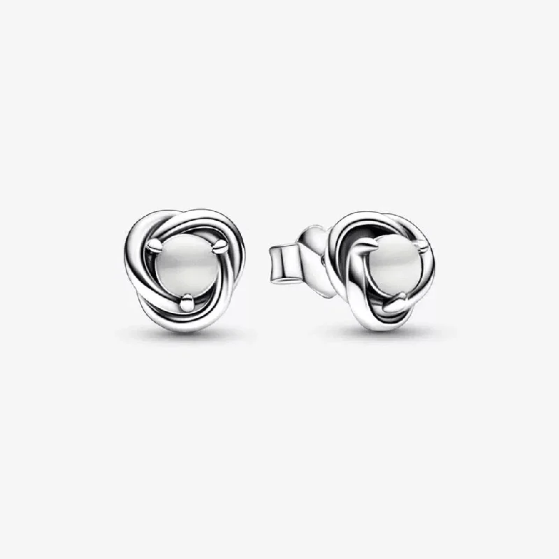 Simple Stud Earrings-PANDORA : June White Eternity Circle Stud Earrings