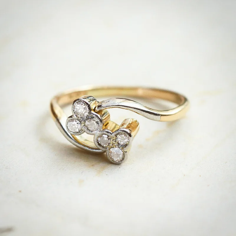 Custom Silver Ring for Customization-Dinky Darling Twin Sparkles Crossover Ring