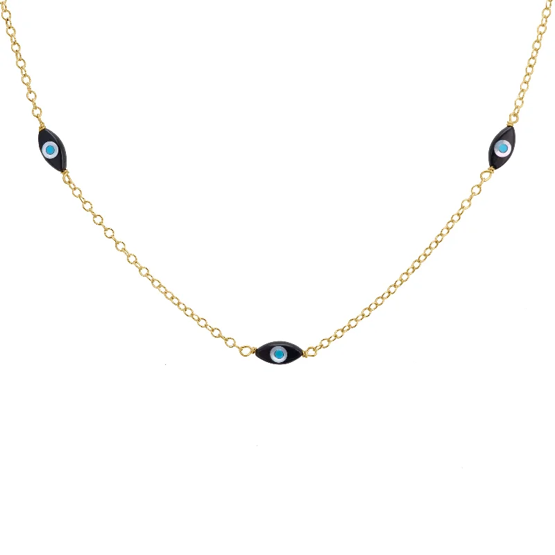 Elegant Chain Necklace for Weddings-Dainty Evil Eyes Necklace