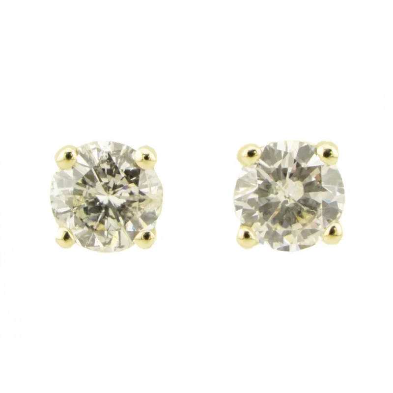 Statement Earrings for Special Occasions-0.56ctw Round Diamond Solitaire Stud Earrings in 14K Yellow Gold