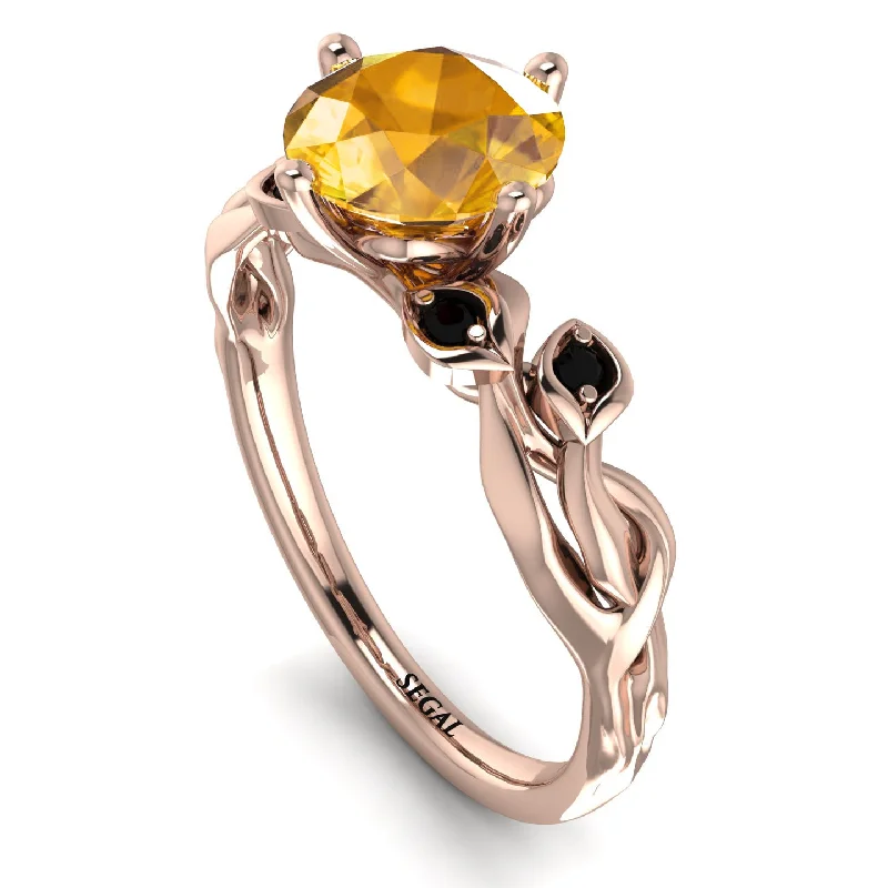 Elegant Diamond Wedding Ring-14K Gold Radiant Yellow Diamond Flower Harmony Ring - Autumn No. 1008