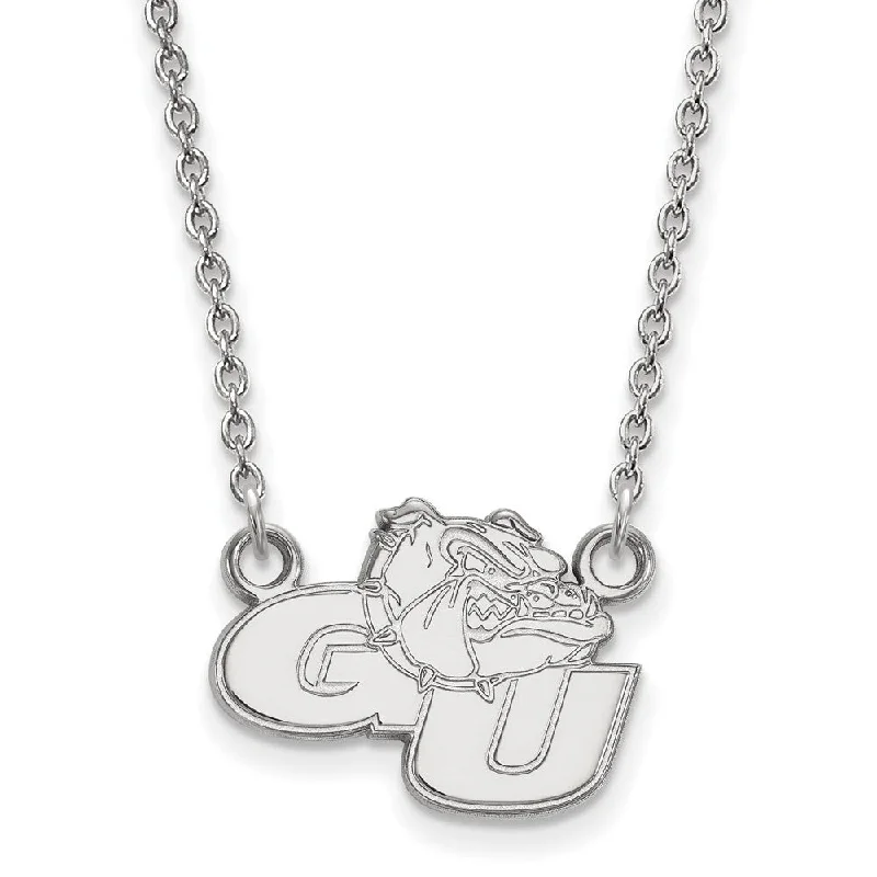 Unique Statement Necklace for Bold Fashion-Sterling Silver Gonzaga U Small "GU' Mascot Pendant Necklace