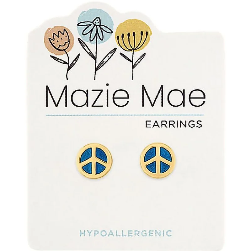 Stunning Earrings for Evening Events-Center Court : Gold Peace Sign Stud Mazie Mae Earrings