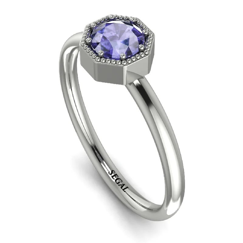 Custom Diamond Ring for Engagement-Solitaire Vintage Tanzanite Ring - Delilah No. 203