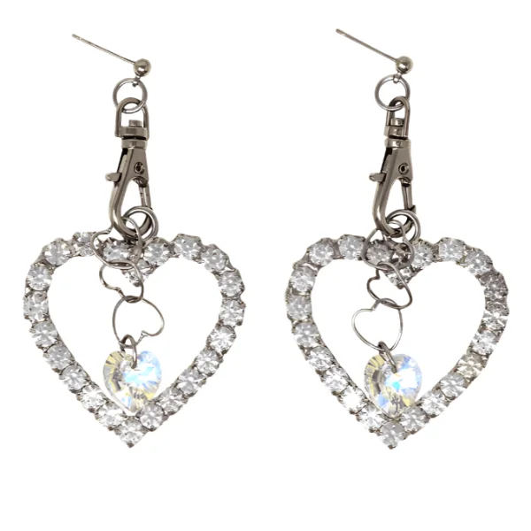 Stunning Drop Earrings for Weddings-Crystal Heart Earrings