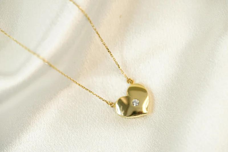 Custom Pendant Necklace for Personal Style-14k Heart Crystal Necklace