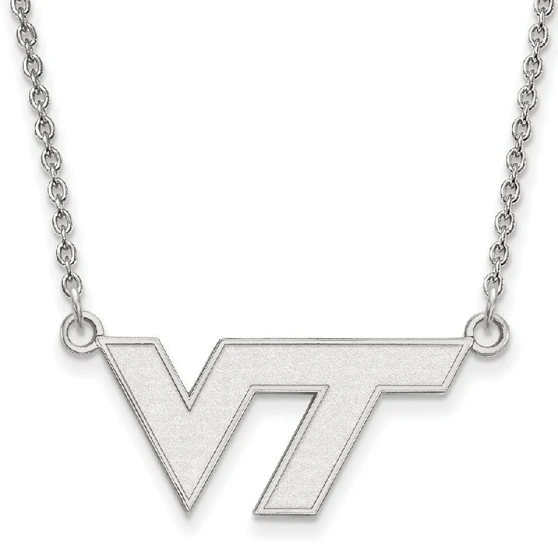 Sparkling Gold Necklace for Night Out-Sterling Silver Virginia Tech Small 'VT' Pendant Necklace