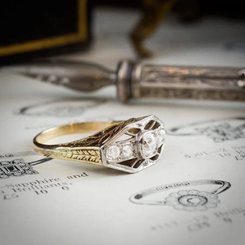 Custom Ring for Proposal-Intricately Detailed and Uniquely Beautiful Vintage Filigree Diamond Ring