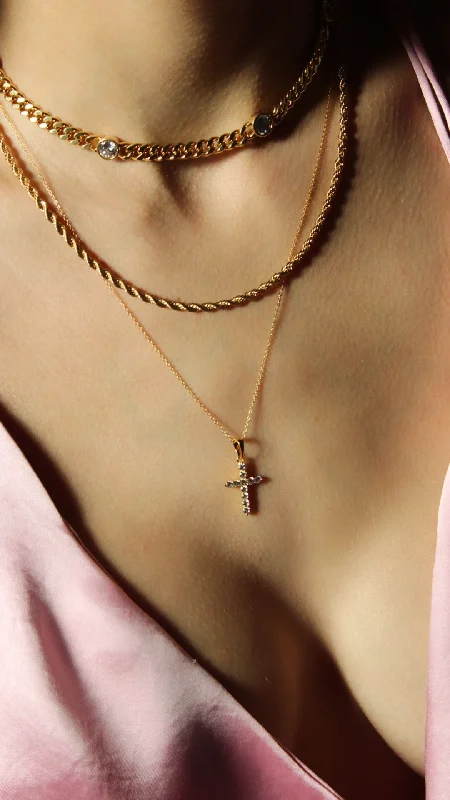 Long Pendant Necklace-Sicily Cross Necklace