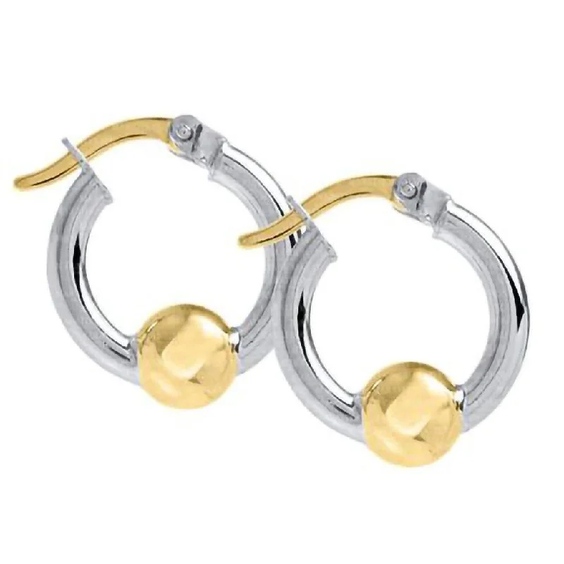 Elegant Gold Stud Earrings-LeStage® Cape Cod : Extra Small Beaded Hoop Earrings in Sterling Silver and 14kt Gold