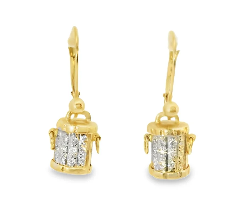 Luxury Gold Earrings for Women-Gorgeous Estate 14K Yellow Gold Diamond Bucket Earrings