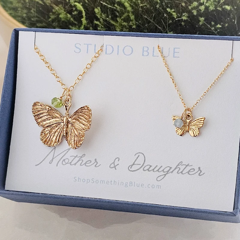 Geometric Necklace for Fashionable Women-Mother & Daughter Butterfly Necklace Set